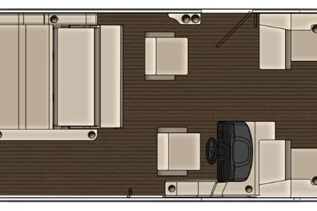 Slide: The Image of 2026 Bentley Pontoons Legacy 223 Swingback floor plan with seating and helm layout. - 2