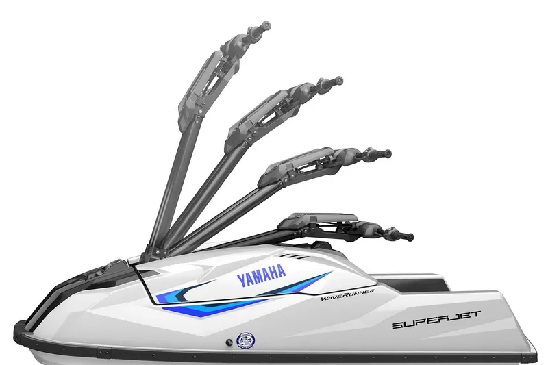 Slide: The Image of Manufacturer Provided Image: 2026 Yamaha WaveRunner SuperJet with adjustable handlebars, sleek white design. - 4
