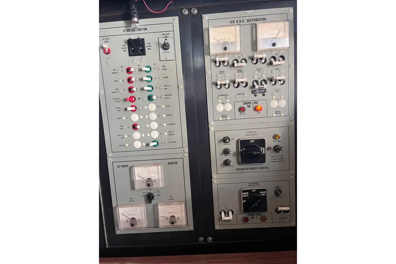 Slide: The Image of Electrical control panel on a 1981 Bertram 35 Sportfish boat. - 11