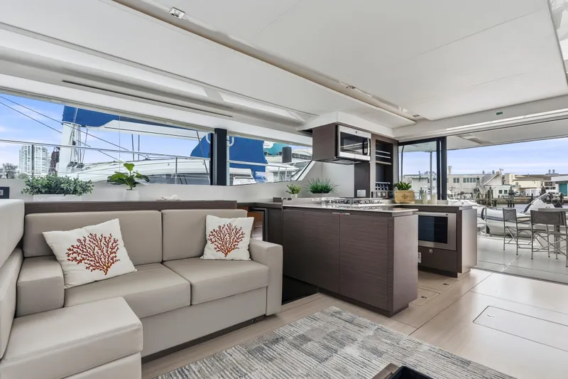 Slide: The Image of Modern helm station of 2025 Leopard 53 Powercat with sleek design and advanced controls. - 11