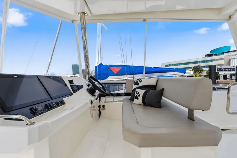 Slide: The Image of Luxurious 2025 Leopard 53 Powercat yacht with spacious deck and modern interior design. - 38