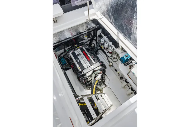 Slide: The Image of Engine compartment of 2025 Leopard 53 Powercat, showcasing modern marine engineering. - 54