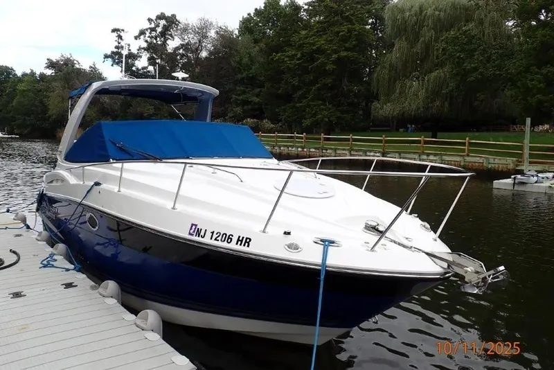 Slide: The Image of 2021 Monterey 295 Sport Yacht interior with sleek seating and modern design. - 16