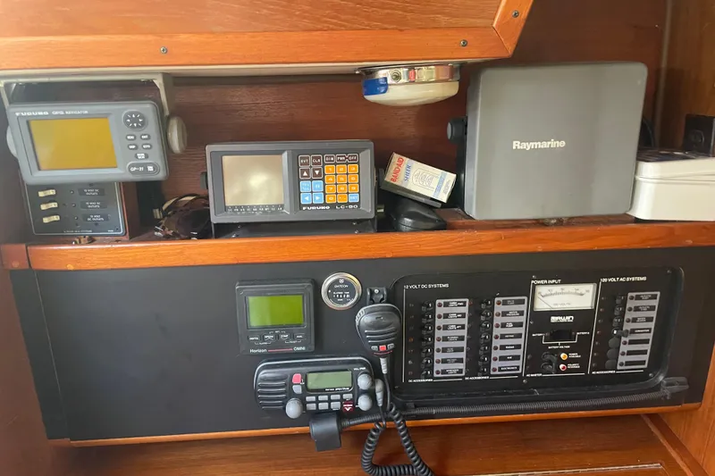 Slide: The Image of Navigation and control panel of a 1987 Irwin 38 Mk II sailboat. - 37