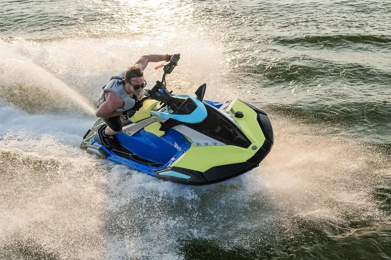 Slide: The Image of Manufacturer Provided Image: 2026 Yamaha WaveRunner JetBlaster PRO 2-Up speeding on water, creating dynamic splashes. - 2