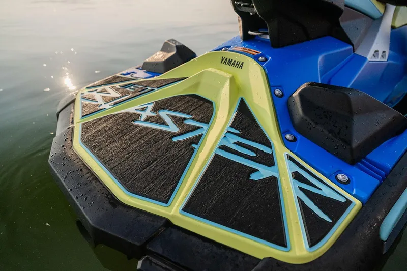 Slide: The Image of Manufacturer Provided Image: 2026 Yamaha WaveRunner JetBlaster PRO 2-Up on water, showcasing vibrant design details. - 5