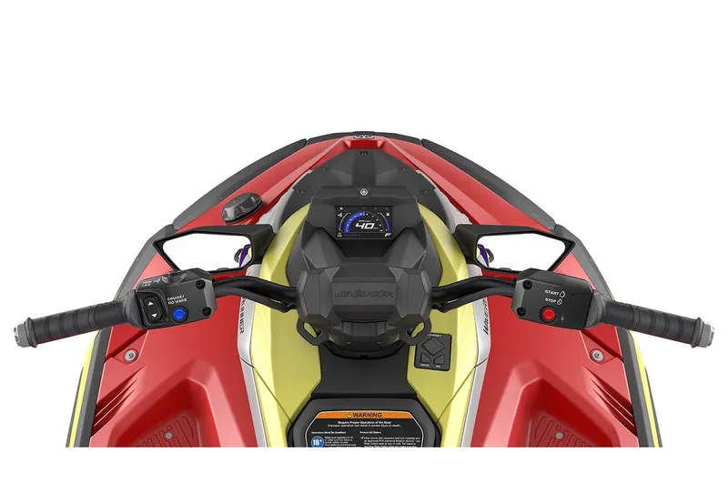 Slide: The Image of Manufacturer Provided Image: 2026 Yamaha WaveRunner JetBlaster PRO 3-Up dashboard and controls, featuring vibrant design. - 4