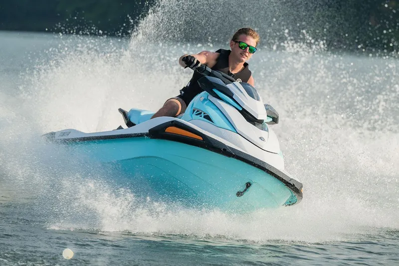 Slide: The Image of Manufacturer Provided Image: 2026 Yamaha WaveRunner VX jet ski speeding on water, creating splashes. - 3