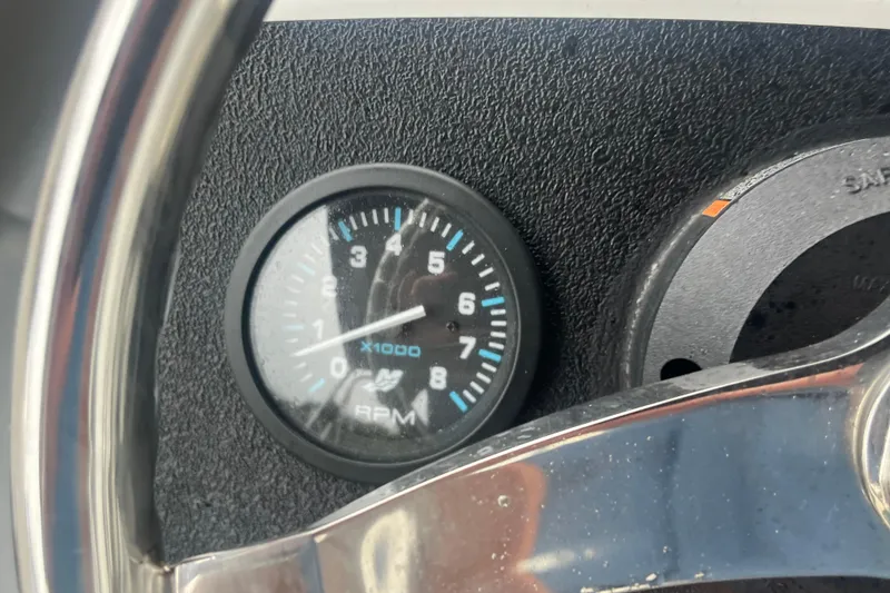 Slide: The Image of Tachometer on 2021 Whaly 435 R boat dashboard, showing RPM gauge. - 5