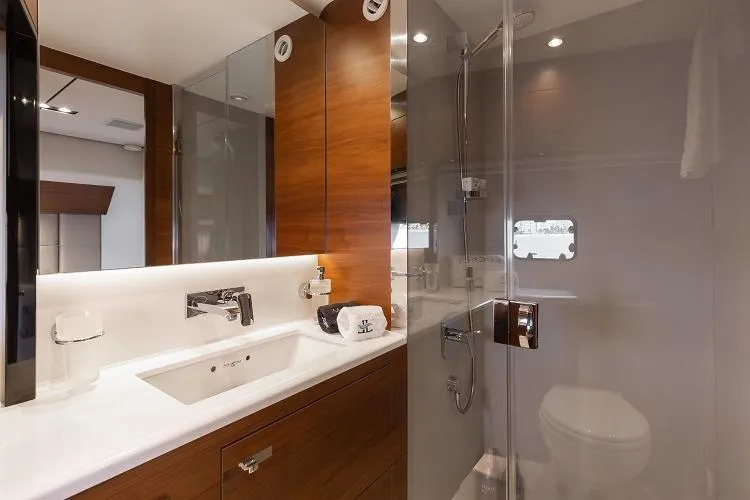 Slide: The Image of Luxurious bathroom interior of 2017 Princess 75 Motor Yacht with modern fixtures. - 20