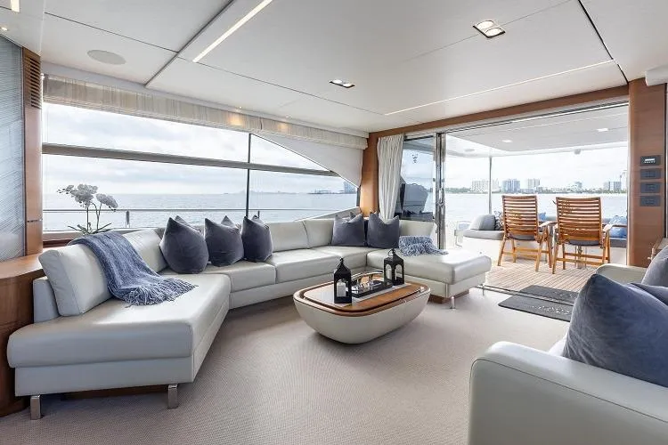 Slide: The Image of Luxurious interior of 2017 Princess 75 Motor Yacht with elegant seating and ocean view. - 4