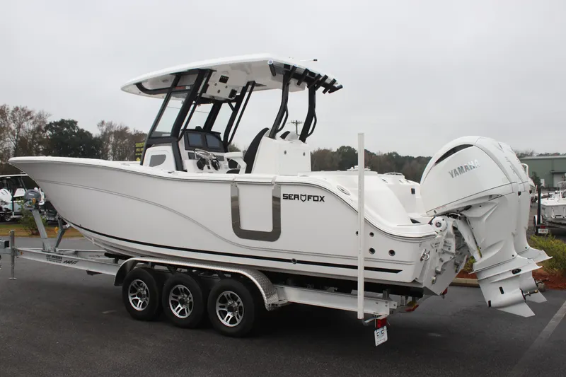 Slide: The Image of 2026 Sea Fox 288 Commander boat on trailer with Yamaha engine. - 4