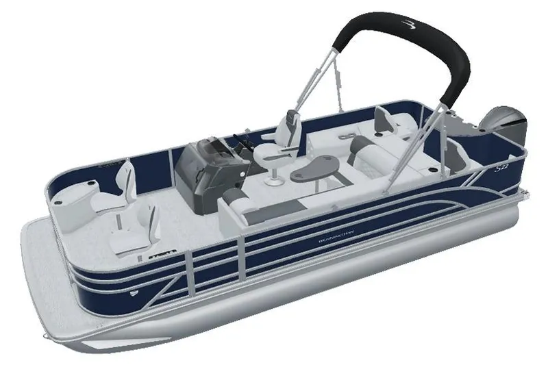 Slide: The Image of Manufacturer Provided Image: 2026 Bennington 20 S-One Fish pontoon boat, sleek design, spacious seating, ideal for fishing. - 2