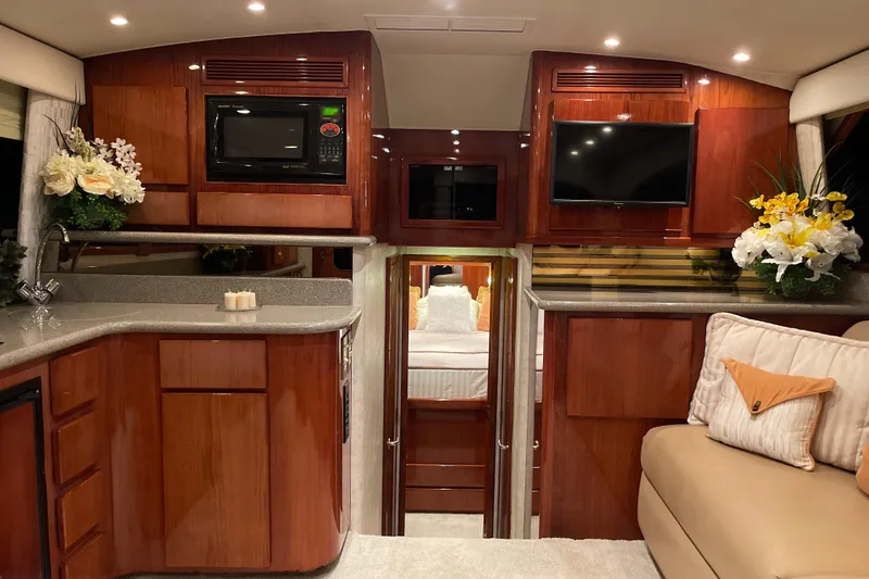 Slide: The Image of Luxurious interior of 2003 Egg Harbor 37 Sport Fisher with modern amenities and elegant decor. - 44