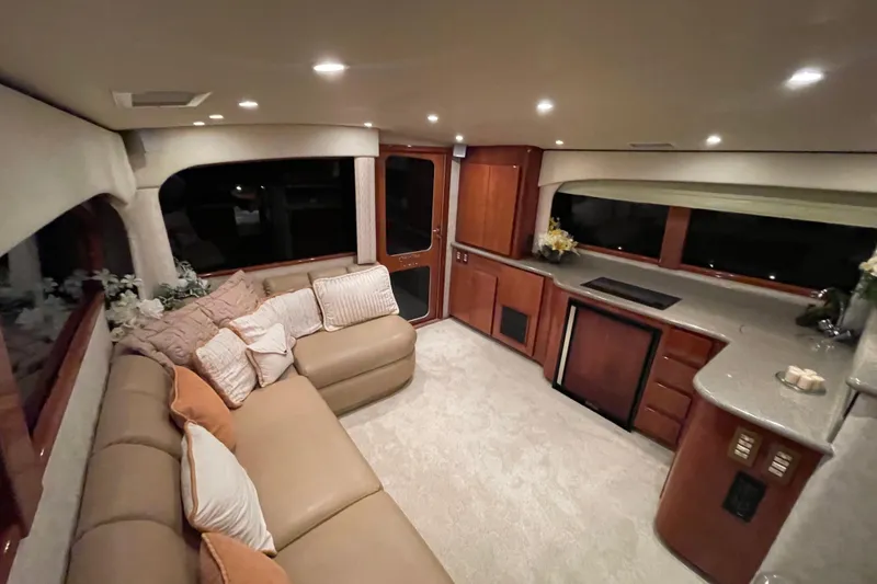 Slide: The Image of Luxurious interior of 2003 Egg Harbor 37 Sport Fisher yacht with plush seating and modern amenities. - 58