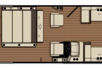 Slide: The Image of 2026 Bentley Pontoons Elite 223 Swingback floor plan with spacious seating layout. - 24