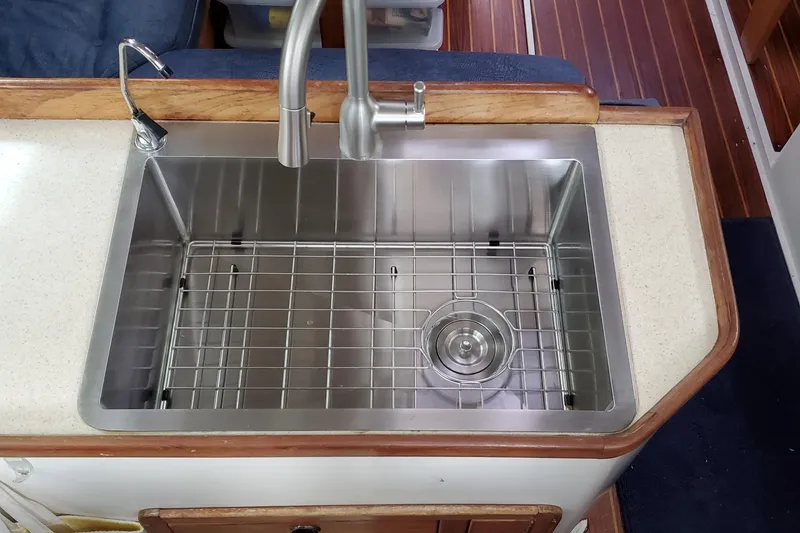 Slide: The Image of Stainless steel sink in 2000 Catalina 36 MkII yacht galley. - 22