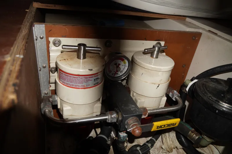 Slide: The Image of Diesel fuel filter system in 2000 Catalina 36 MkII sailboat. - 41