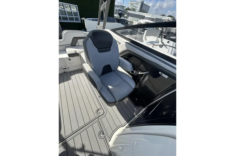 Slide: The Image of 2019 Yamaha AR-240 boat interior with sleek seating and modern design. - 17