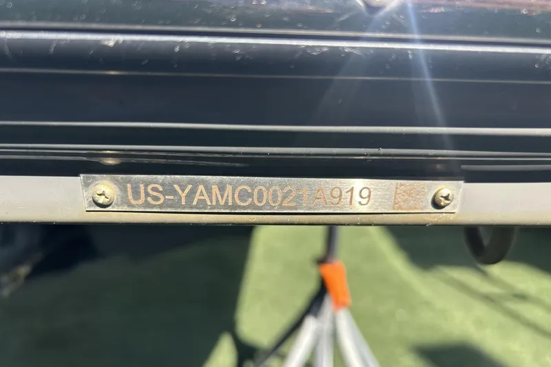 Slide: The Image of 2019 Yamaha AR-240 boat identification plate with serial number. - 23