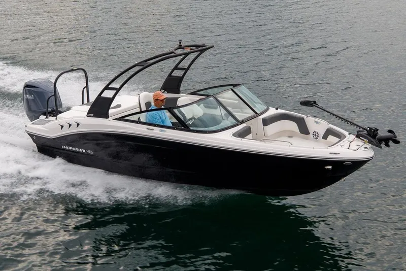 The Image of Manufacturer Provided Image: 2026 Chaparral 21 SSi Ski & Fish OB boat, sleek design, side view. - 0
