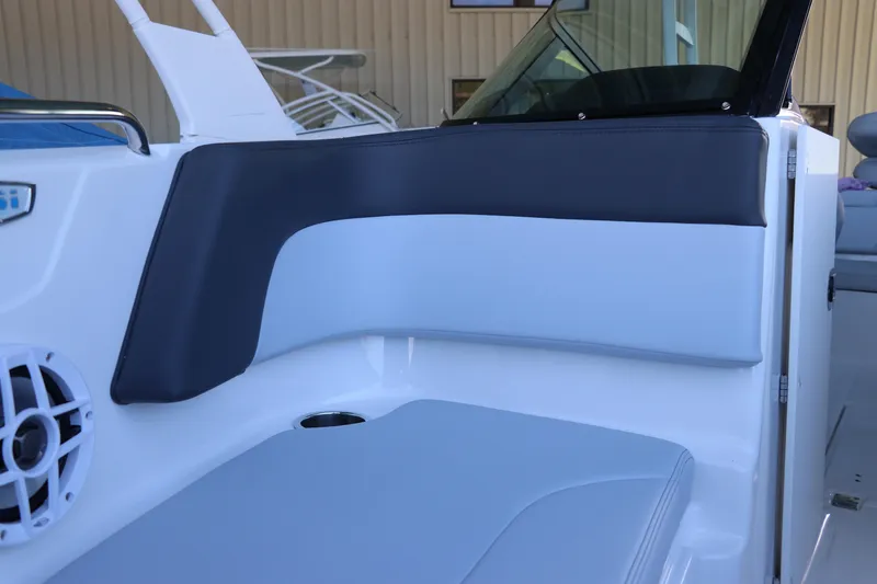 Slide: The Image of Interior seating of 2026 Chaparral 21 SSi Ski & Fish OB boat, featuring sleek design. - 36
