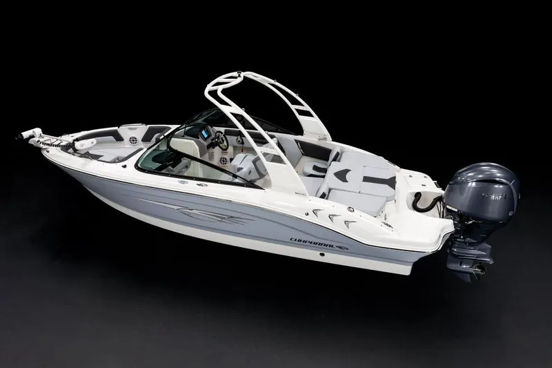 Slide: The Image of 2026 Chaparral 21 SSi Ski & Fish OB boat interior with open storage compartment. - 5