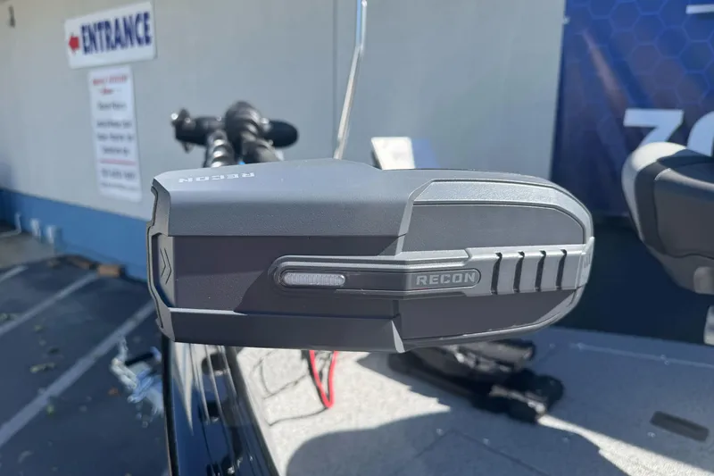 Slide: The Image of Close-up of a Recon device on a 2026 Lund 1650 Rebel XL SS boat. - 10