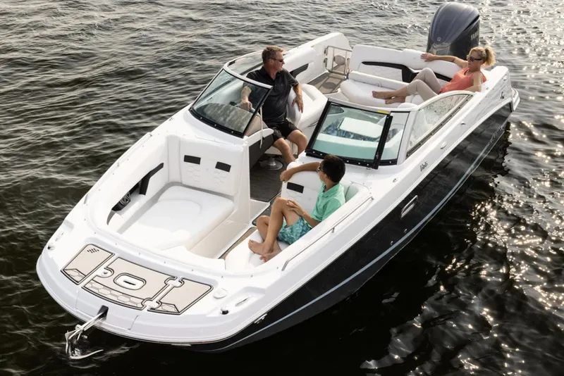 Slide: The Image of Manufacturer Provided Image: 2025 Four Winns HD5 OB boat with passengers enjoying a sunny day on the water. - 25
