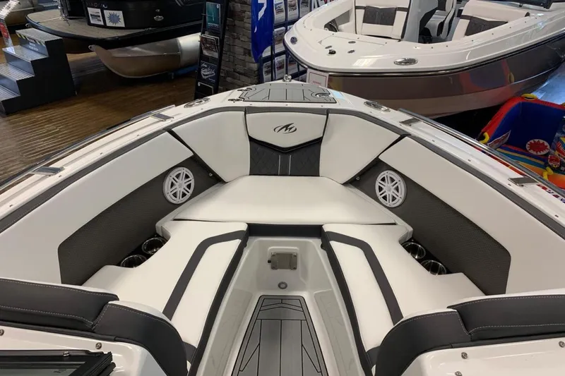 Slide: The Image of 2024 Monterey 238SS Super Sport boat interior with sleek seating and modern design. - 13