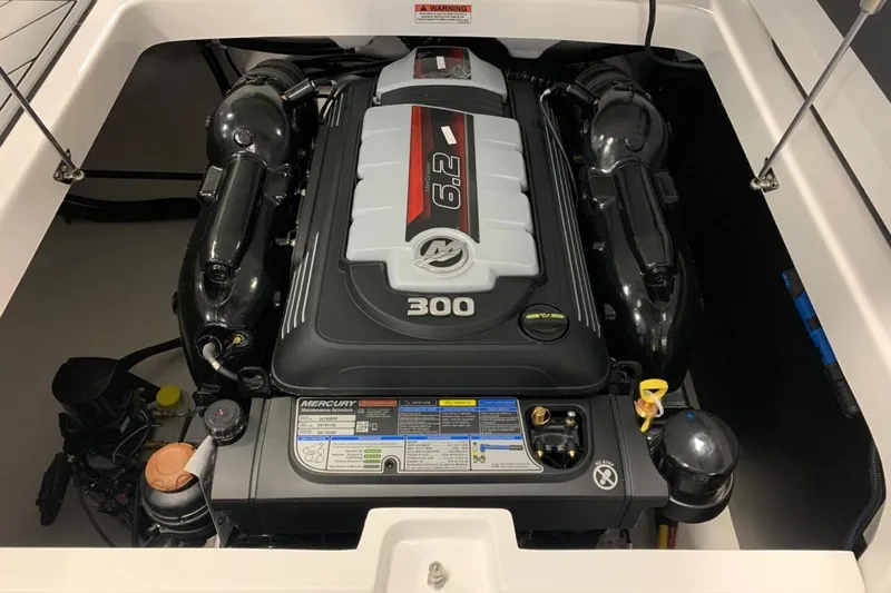 Slide: The Image of 2024 Monterey 238SS Super Sport engine compartment with Mercury 6.2L V8 engine. - 14