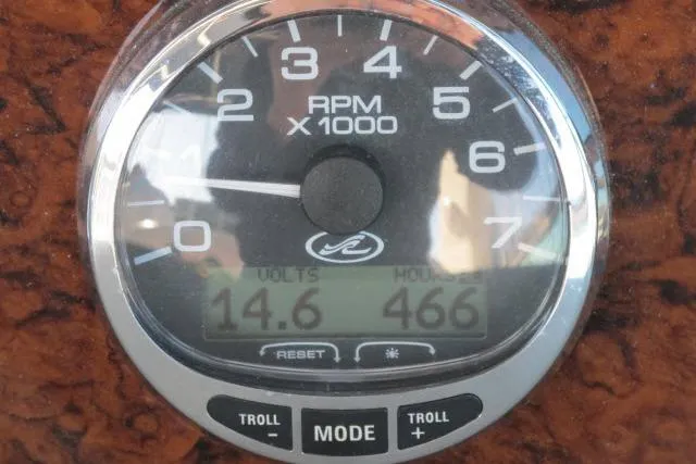 Slide: The Image of Tachometer of 2007 Sea Ray 340 Sundancer showing RPM, volts, and hours. - 34