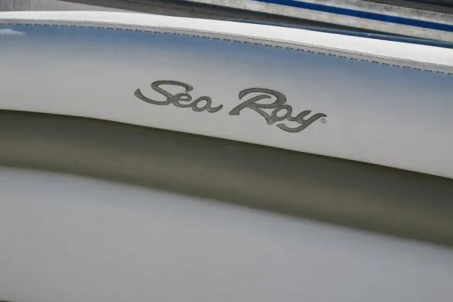 Slide: The Image of Sea Ray 340 Sundancer 2007 boat logo on white surface. - 45