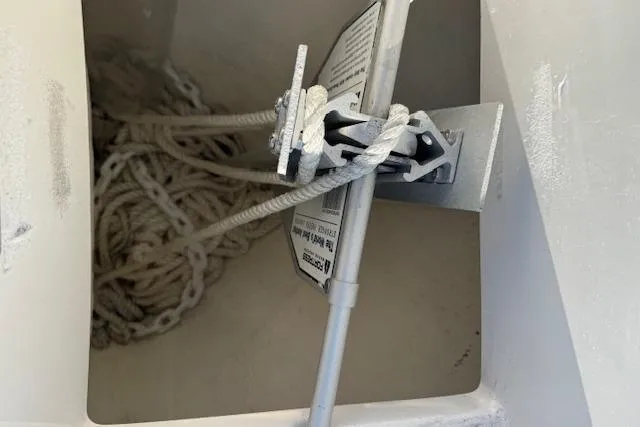 Slide: The Image of Rope and anchor storage in 2023 Regulator 31 boat compartment. - 17