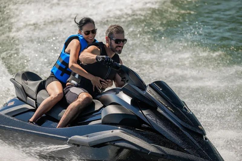 Slide: The Image of Manufacturer Provided Image: Couple enjoying a ride on a 2026 Yamaha WaveRunner FX Limited SVHO jet ski. - 1