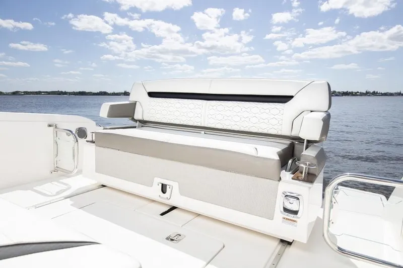 Slide: The Image of Manufacturer Provided Image: 2025 Tiara Yachts 34 LS boat seating area with scenic water view. - 48