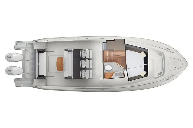 Slide: The Image of Manufacturer Provided Image: Top view of 2025 Tiara Yachts 34 LS layout with dual engines. - 52