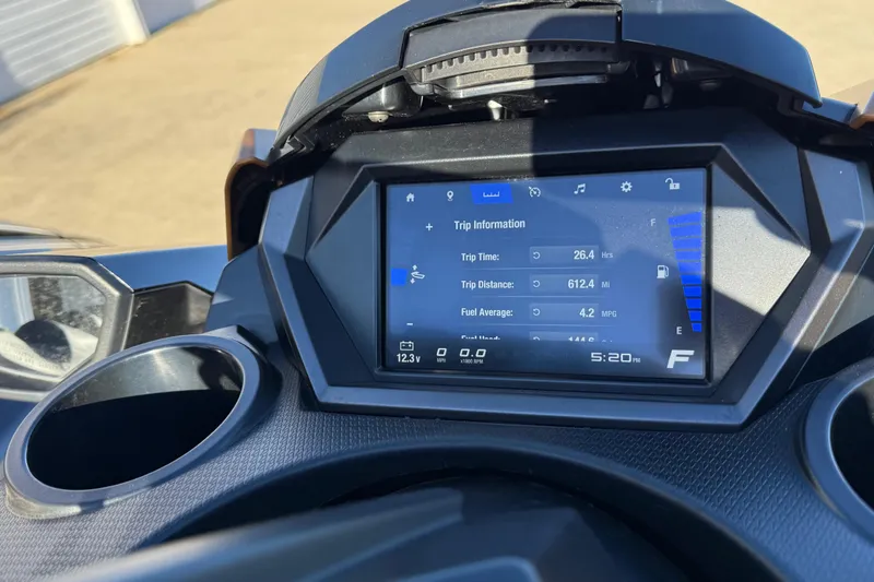 Slide: The Image of 2024 Yamaha WaveRunner FX Limited SVHO dashboard displaying trip information and fuel metrics. - 9