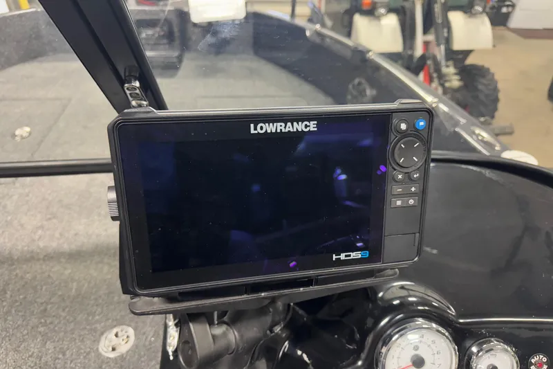 Slide: The Image of Lowrance HDS9 fishfinder on 2024 Nitro ZV19 Sport boat dashboard. - 10
