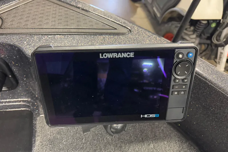 Slide: The Image of Lowrance HDS9 display on 2024 Nitro ZV19 Sport boat dashboard. - 13