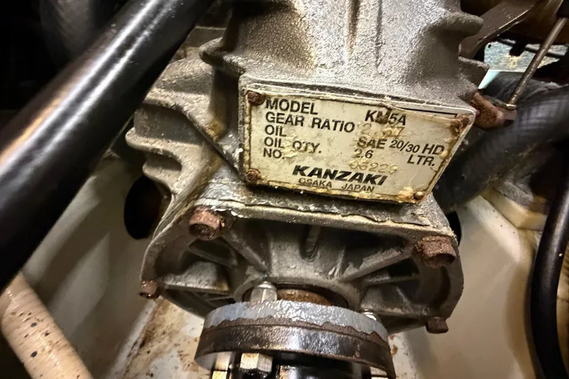 Slide: The Image of Close-up of Kanzaki KM5A gearbox in a 2004 Beneteau 57 sailboat. - 81