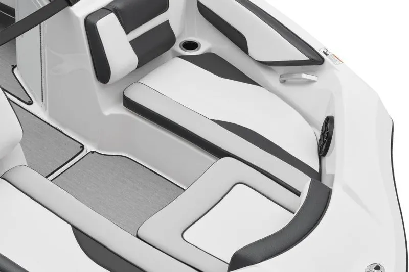 Slide: The Image of Manufacturer Provided Image: 2026 Yamaha Boats SX190 interior with sleek white and black seating design. - 2