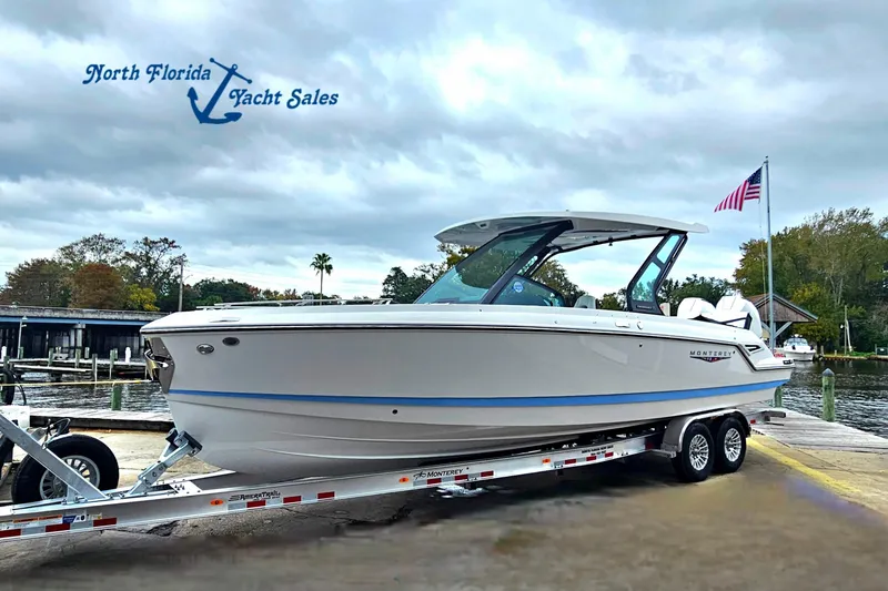 The Image of 2026 Monterey Elite 30 OB boat on trailer at North Florida Yacht Sales. - 0