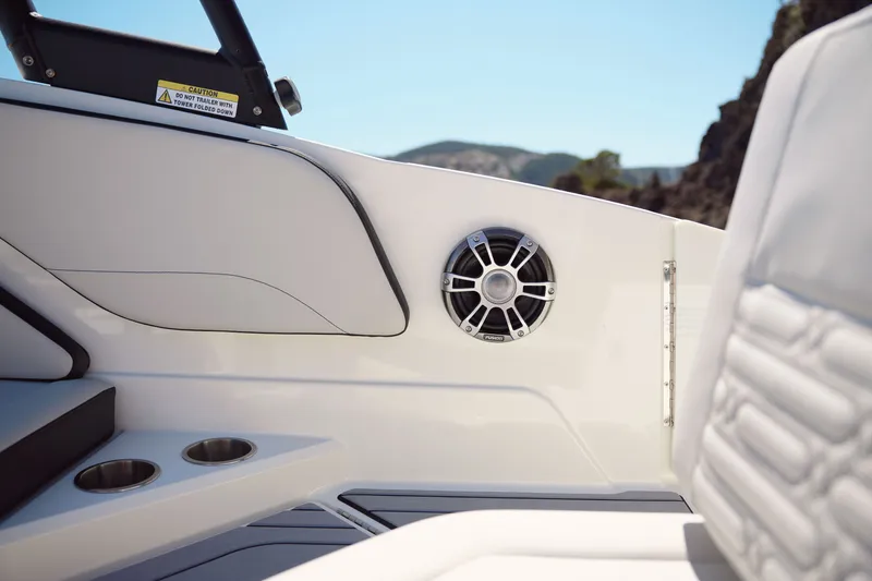 Slide: The Image of Interior of Sea Ray SPX 210 boat, speaker and cup holders. - 39