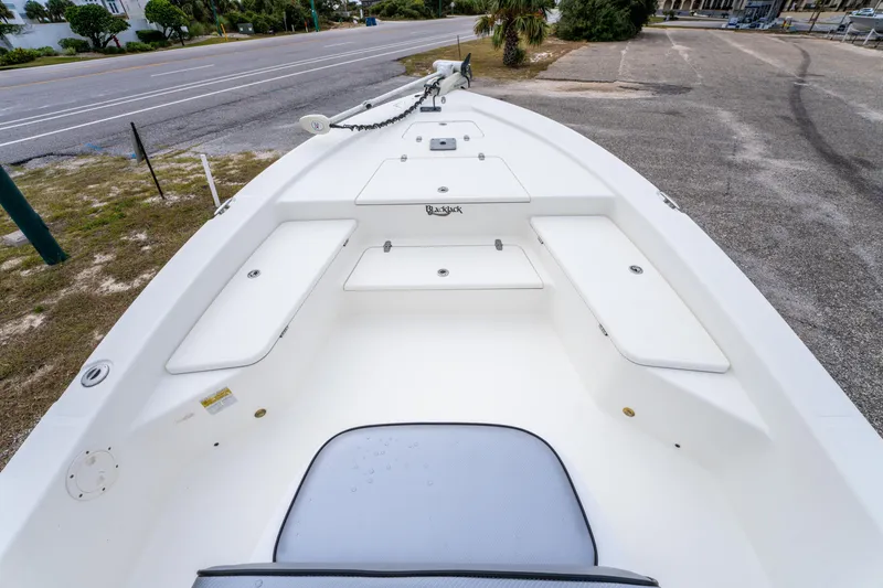 Slide: The Image of 2005 BlackJack 224 boat interior with seating and storage compartments. - 10