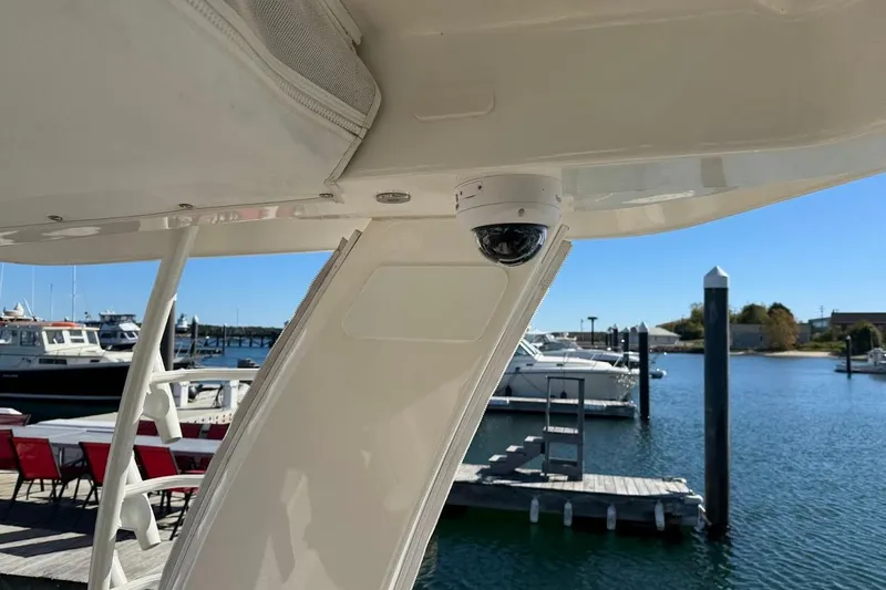 Slide: The Image of 2020 Boston Whaler 420 Outrage with security camera, docked at marina. - 35