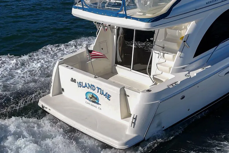 Slide: The Image of 2005 Meridian 381 Sedan boat named "Island Time" cruising in Carlsbad, CA waters. - 10