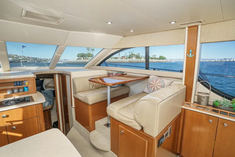 Slide: The Image of Luxurious interior of 2005 Meridian 381 Sedan yacht with scenic ocean view. - 20
