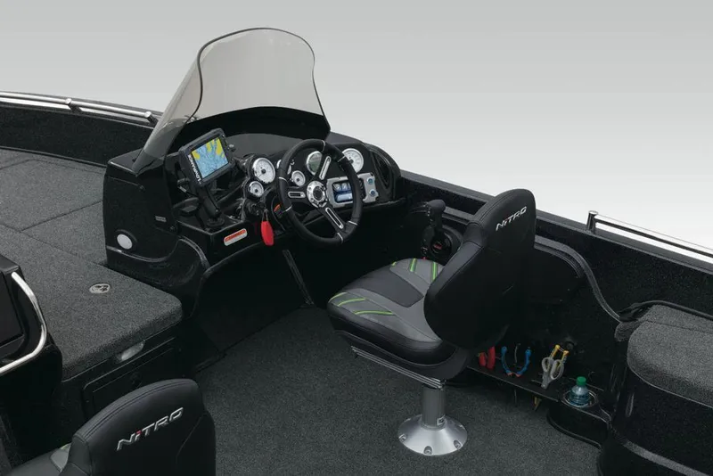 Slide: The Image of 2020 Nitro ZV21 boat storage compartment with open lid, showcasing interior space. - 15