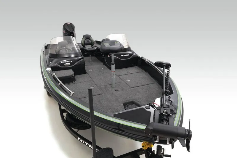 Slide: The Image of Rear view of a 2020 Nitro ZV21 boat with hydraulic components and trim tabs. - 6